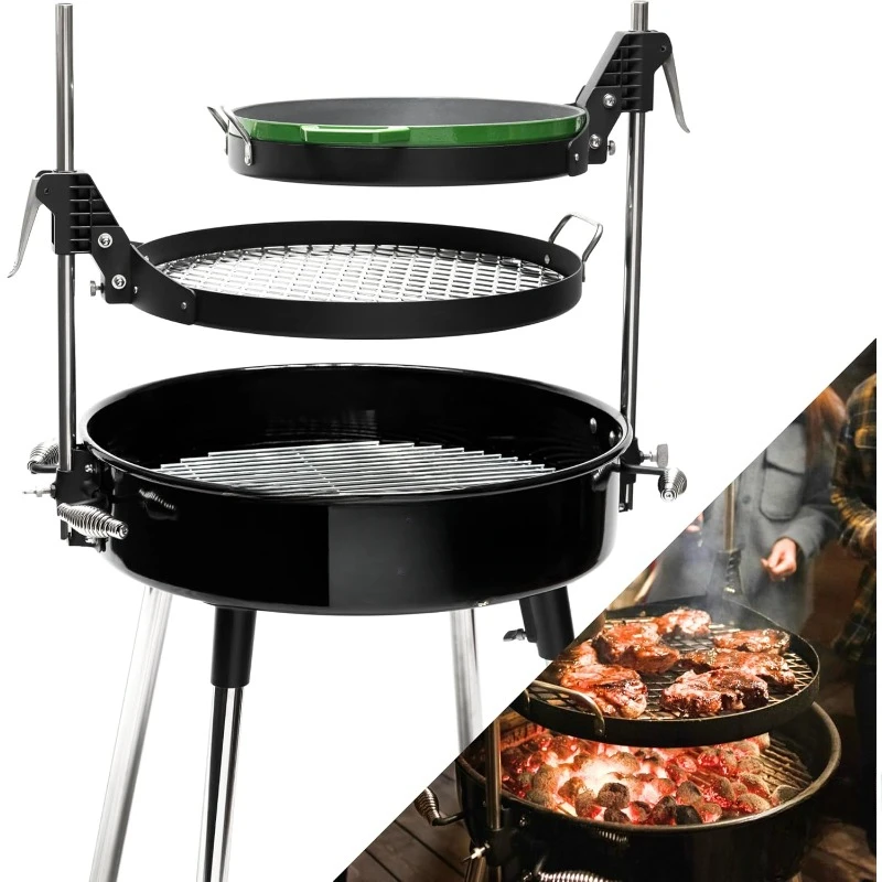 

3 Grill -Open Fire BBQ Grilling System, Portable Charcoal Grills BBQ Grill,Outdoor Grill Uses Wood Pellets Ribs,Brisket,Chicken,