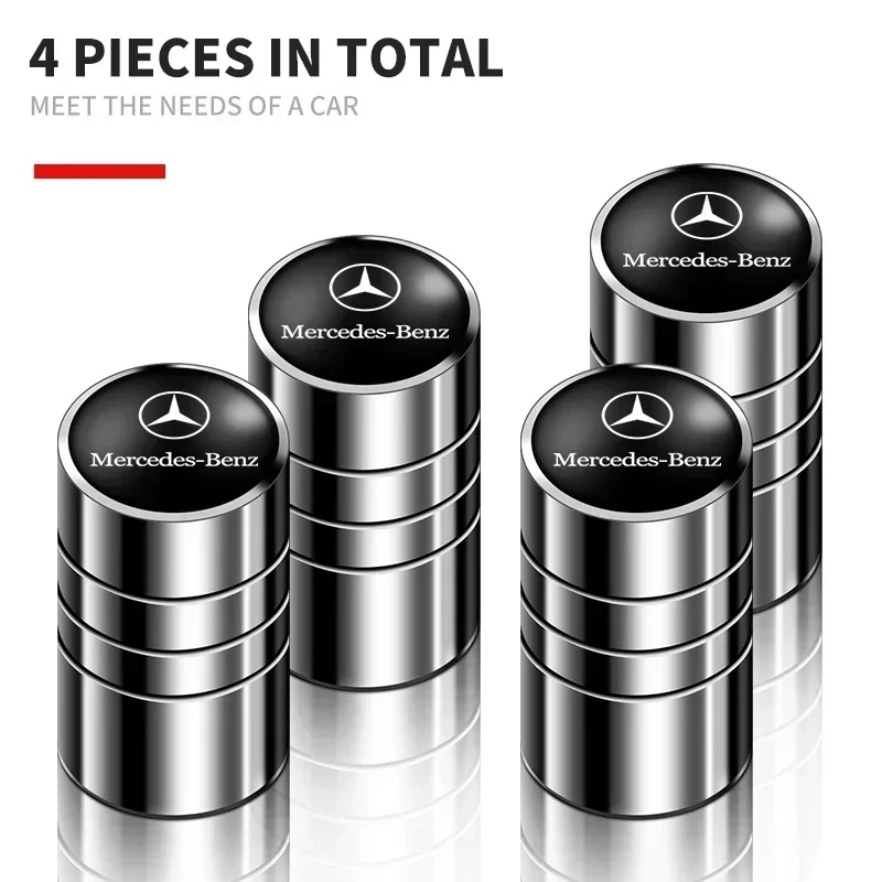 4pcs Metal Car Wheel Tire Valve Caps Stem Case Covers For Mercedes Benz B/C/E/S Class A Class C200L GLC GLK CLA Car Accessories