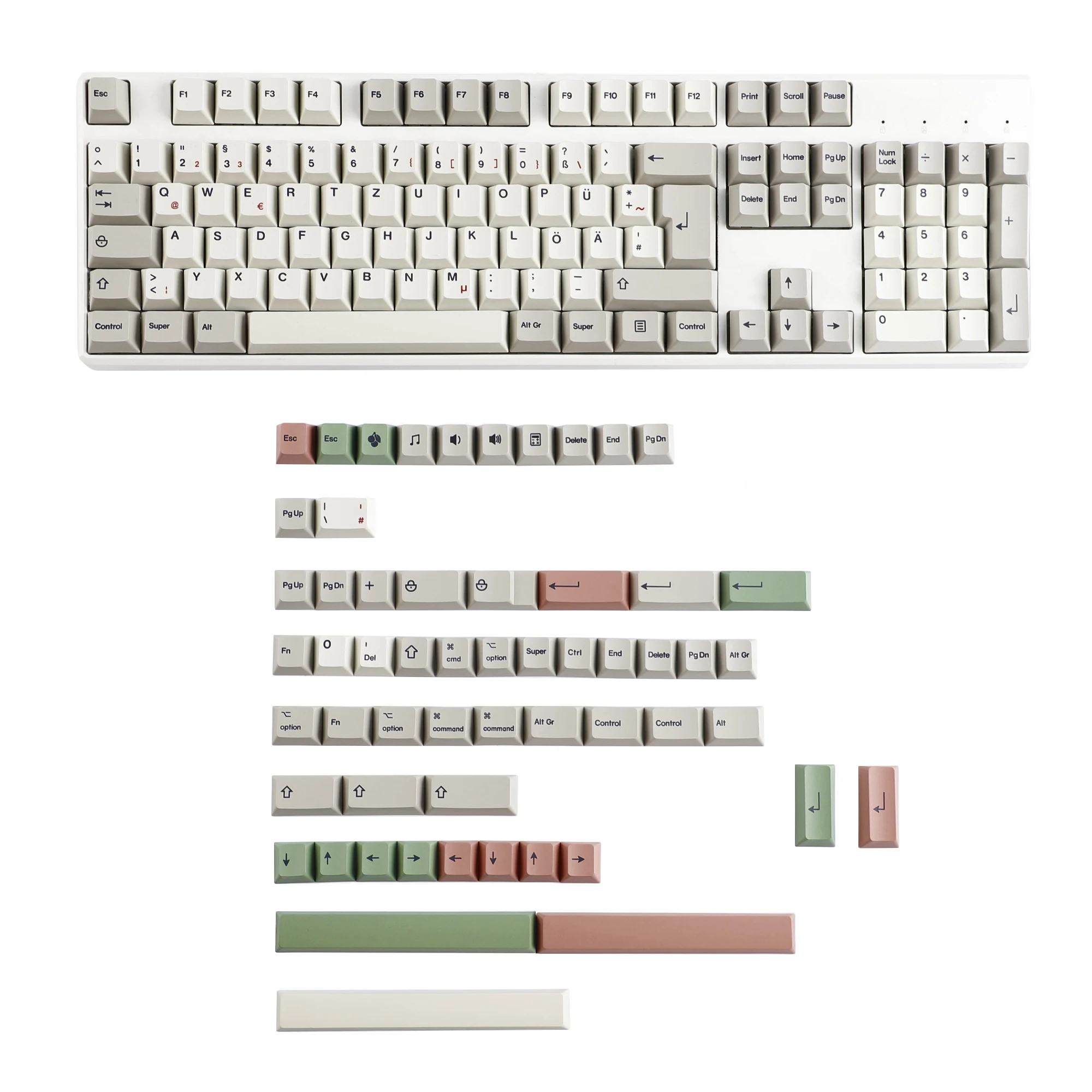 YMDK 161 Tasten 9009 Englisch Koreanisch Deutsch QWERTZ Cherry Profile Dye Sub PBT Tastenkappe für 64 87 96 104 MX mechanische Tastaturen