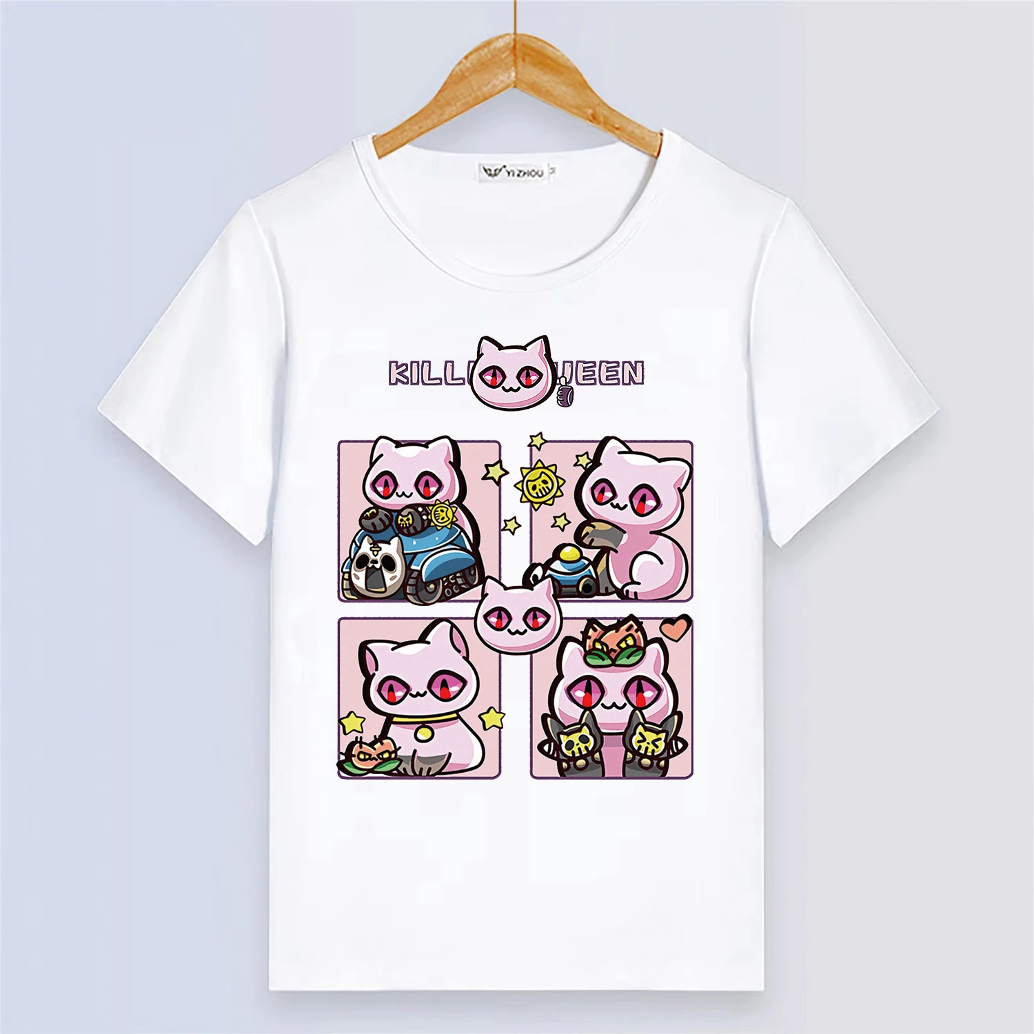 Anime JOJO's Bizarre Adventure Summer Short Sleeve T Shirt Cartoon Printing White T-shirt Girls Tops Clothes Modal Tee Shirts