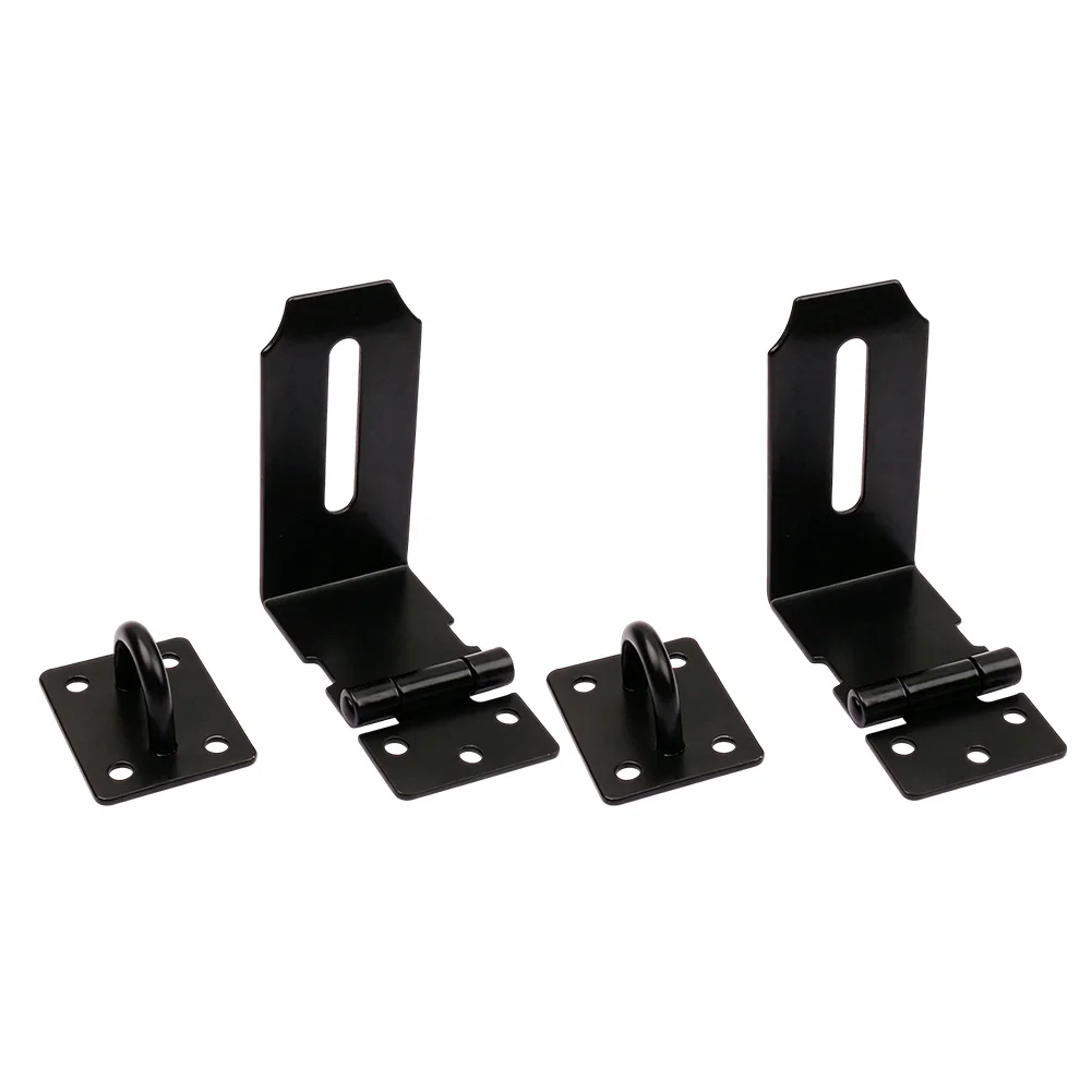 Stainless Steel 90 Degree Padlock Hasp Kit Includes 30mm Iron Padlock 2 Sets for Sliding Push and Corner Doors