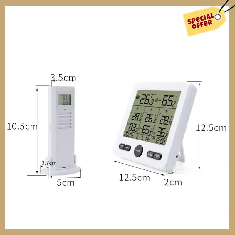 Estação meteorológica interna/externa sensores sem fio termômetro digital higrômetro display lcd led termômetro (branco) fácil instalação