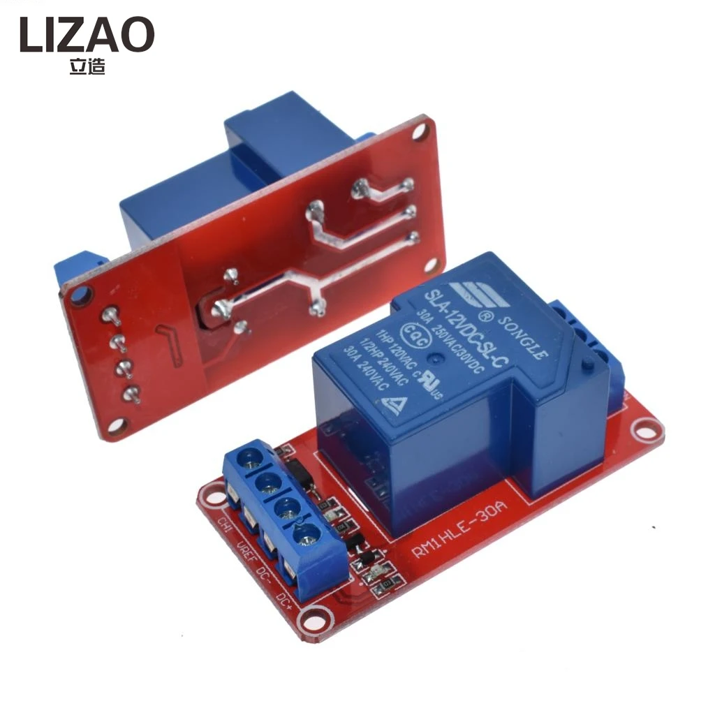 LIZAO 5V 12V 30A 1 Channel Relay Module Optocoupler Isolated High Low Level Trigger Relay Control Board