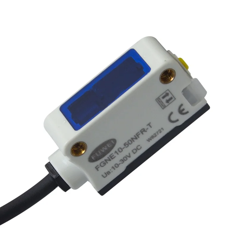 

FUWEI Mirror Reflection Photoelectric Switch Sensor FGNE10-50NFR-T Transparent ObjectSensing Eye PVC Wire Flame Wear-Resistant