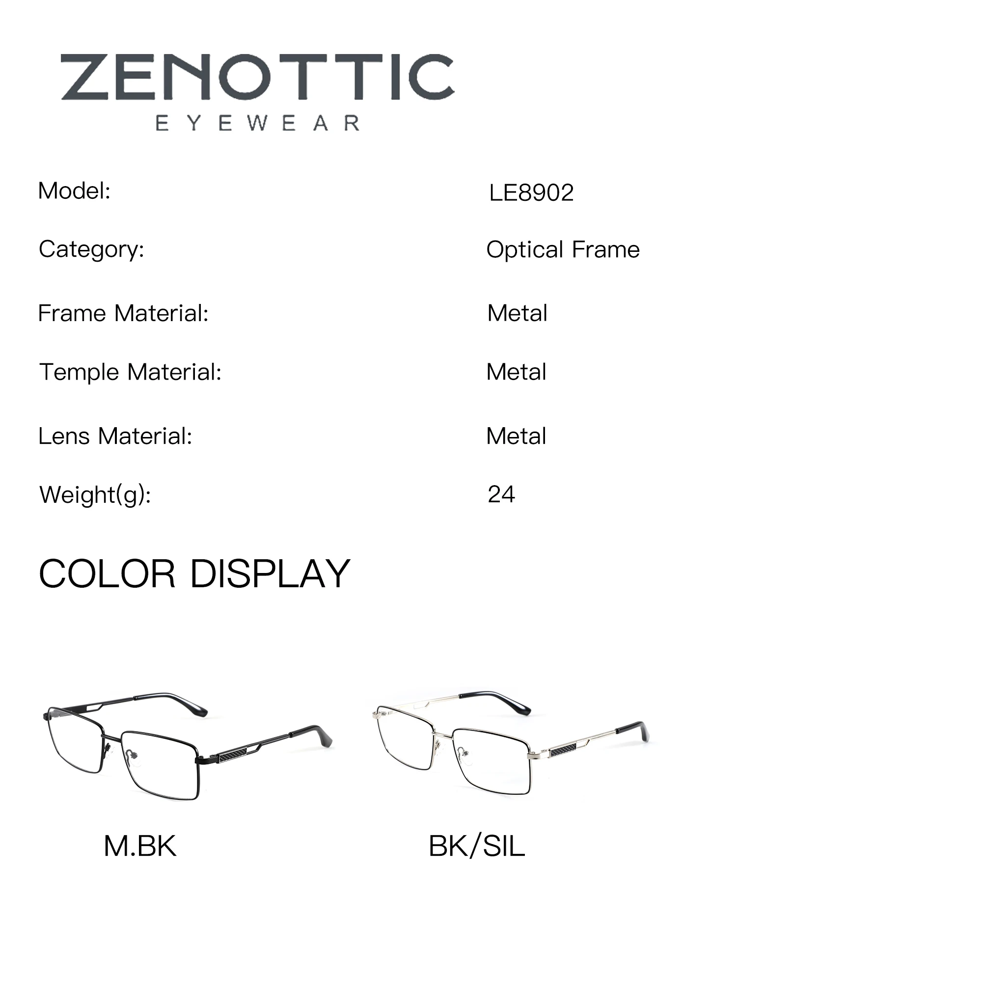 ZENOTTIC M Size Metal Rectangle Prescription Eyeglasses For Men Anti Blue Light Progressive Multifocal Optical Glasses Man