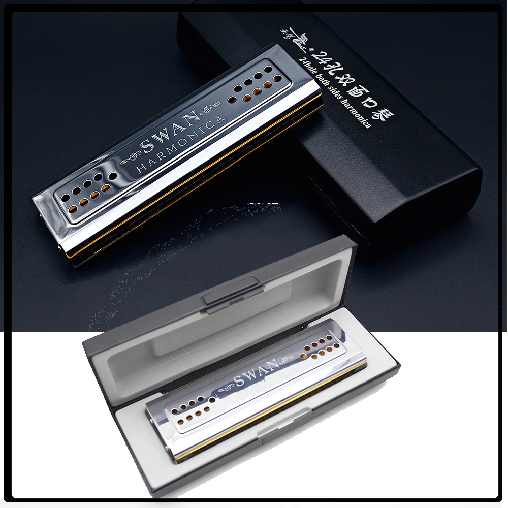

24 Holes Tremolo Harmonica Polyphonic Double-side C/G Key Harmonica For Music Enthusiasts Beginner Playing Woodwind Instrument