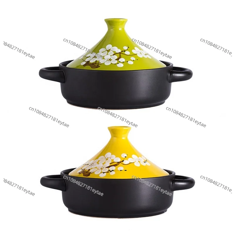 Kitchenware Flavor Keeping Cooking Mini Soup Saucepan Moroccan Ceramic Tower Gold Casserole with Lid