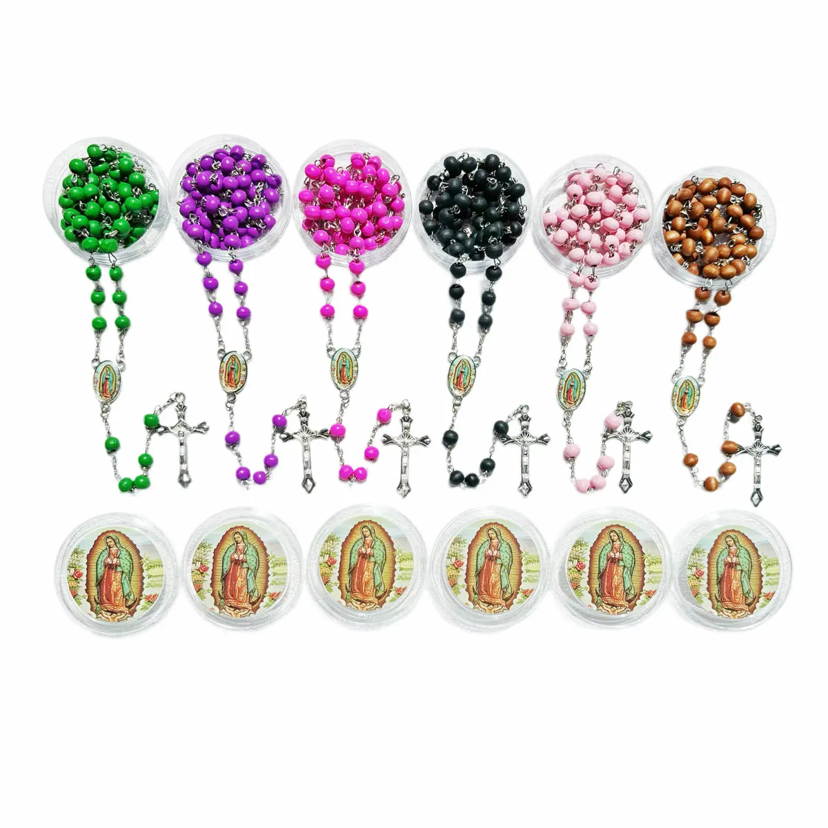 12Pcs Scented Rosary Necklace Our Lady of Grace  Favor Catholic Gifts with Box Rosary Beads Necklace for Funeral Baptism