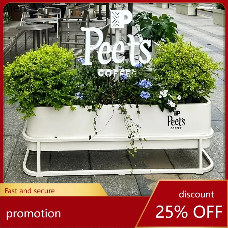 HXL Outdoor Flower Box Iron Anti-Rust Planter Commercial Street Outdoor Coffee Shop Leisure Area Fence Partition Planting Box
