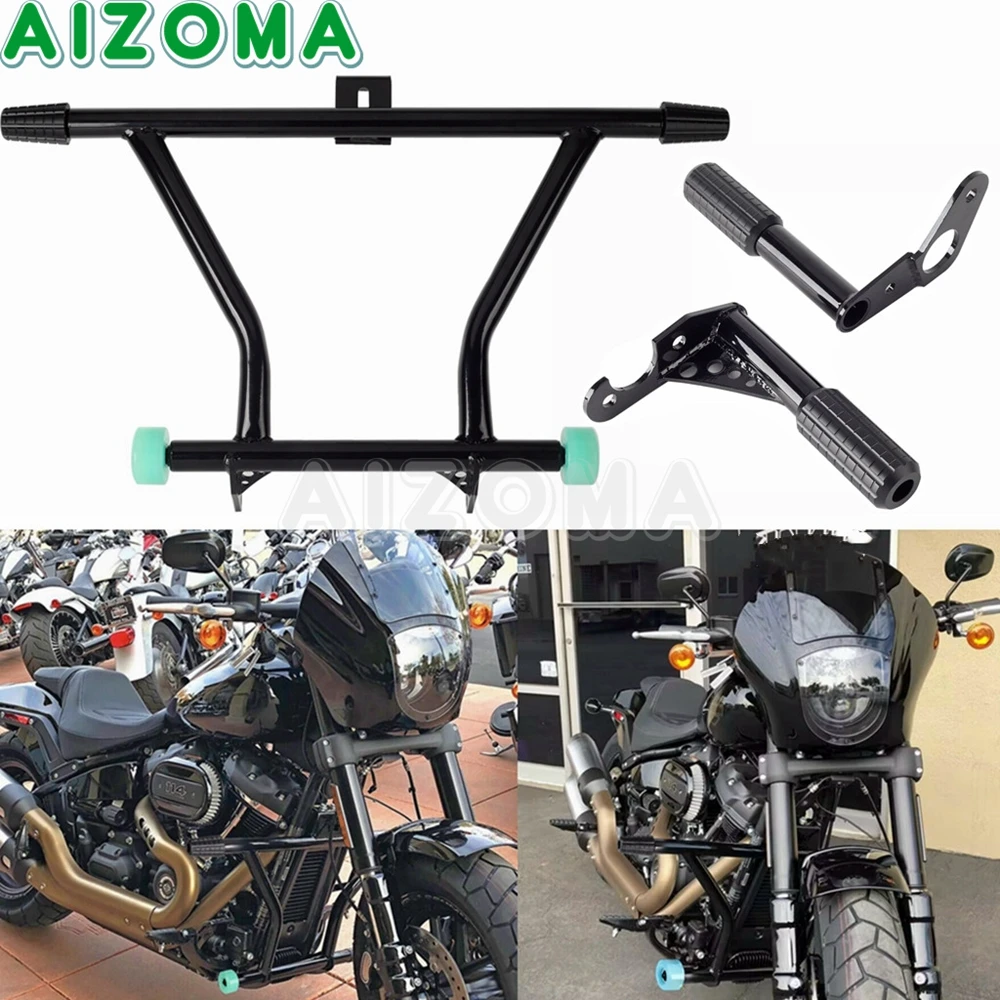 

Motorcycle Crash Bar Protector For Harley Softail Fat Street Bob Low Rider FLHC FLSL FXST Engine Guard Passenger Peg Kit 18-2023