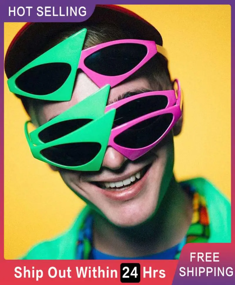 Irregular Funny Sunglasses Fancy Party Festival Green Red Glasses Hip Hop Unique Y2K Triangular Shades Party Punk Glasses