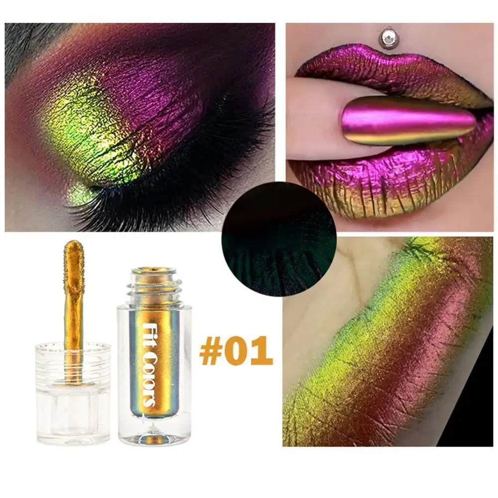 Glänzende Lidschatten pigmente langlebiger Multi Chamäleon flüssiger Lidschatten Galaxie Pfau Glitter l7e4