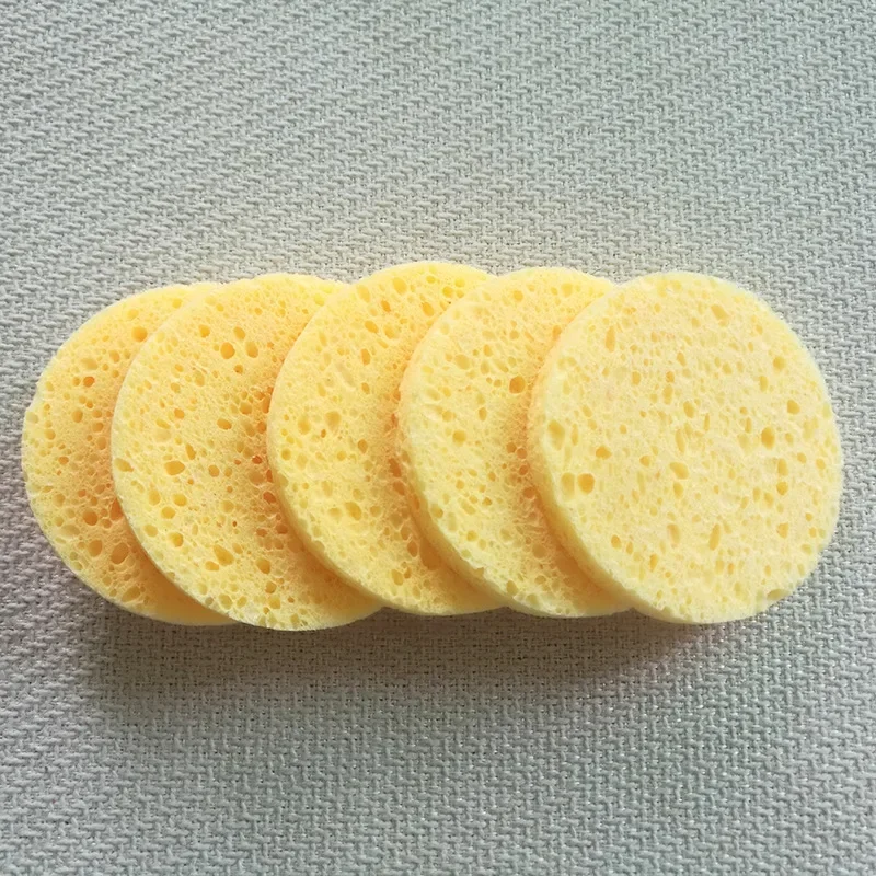 5 pezzi di struccante rotondo per il viso, spugna in legno naturale, spugna per il lavaggio del viso, soffio cosmetico