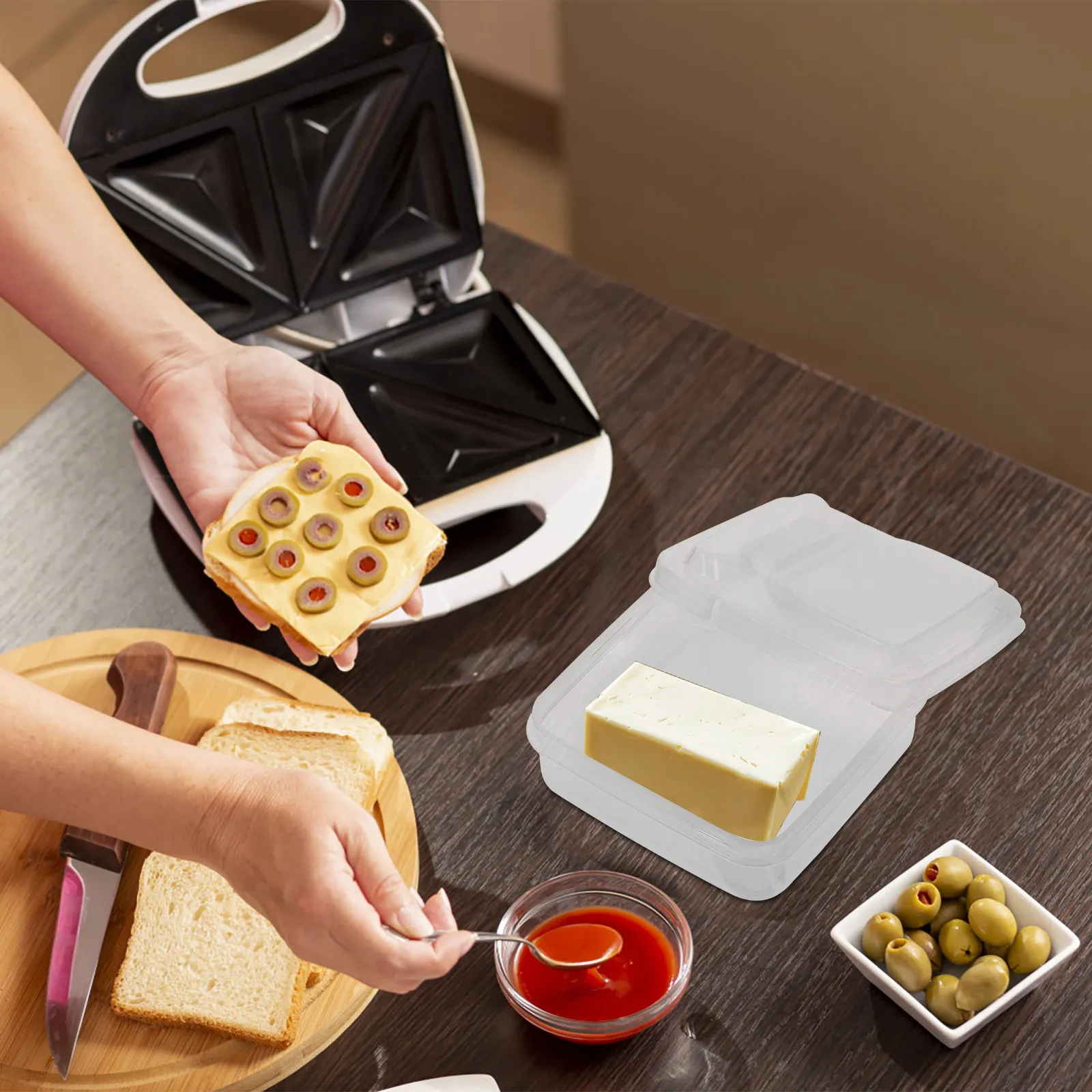2Pcs Cheese Slice Storage Box High-Quality Food Fresh-Keeping Box for Butter Cheese Slices Dustproof Insect-Proof Kitchen Hotel