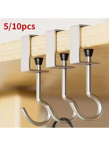5/10pcs Desktop Hook, Universal Adjustable, No Need to Drill Holes Portable Table Edge Hook, Hanging Backpack, Headphones