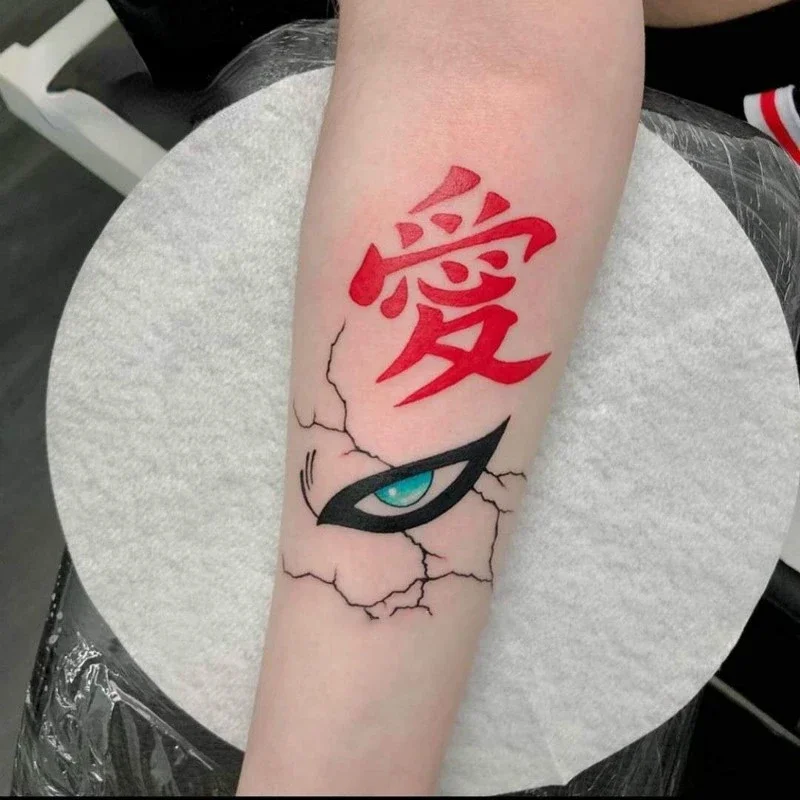 Anime Gaara Big Size Tijdelijke Tattoos Waterdichte Kunst Body Arm Cosplay Cartoon Fake Tattoo Sticker