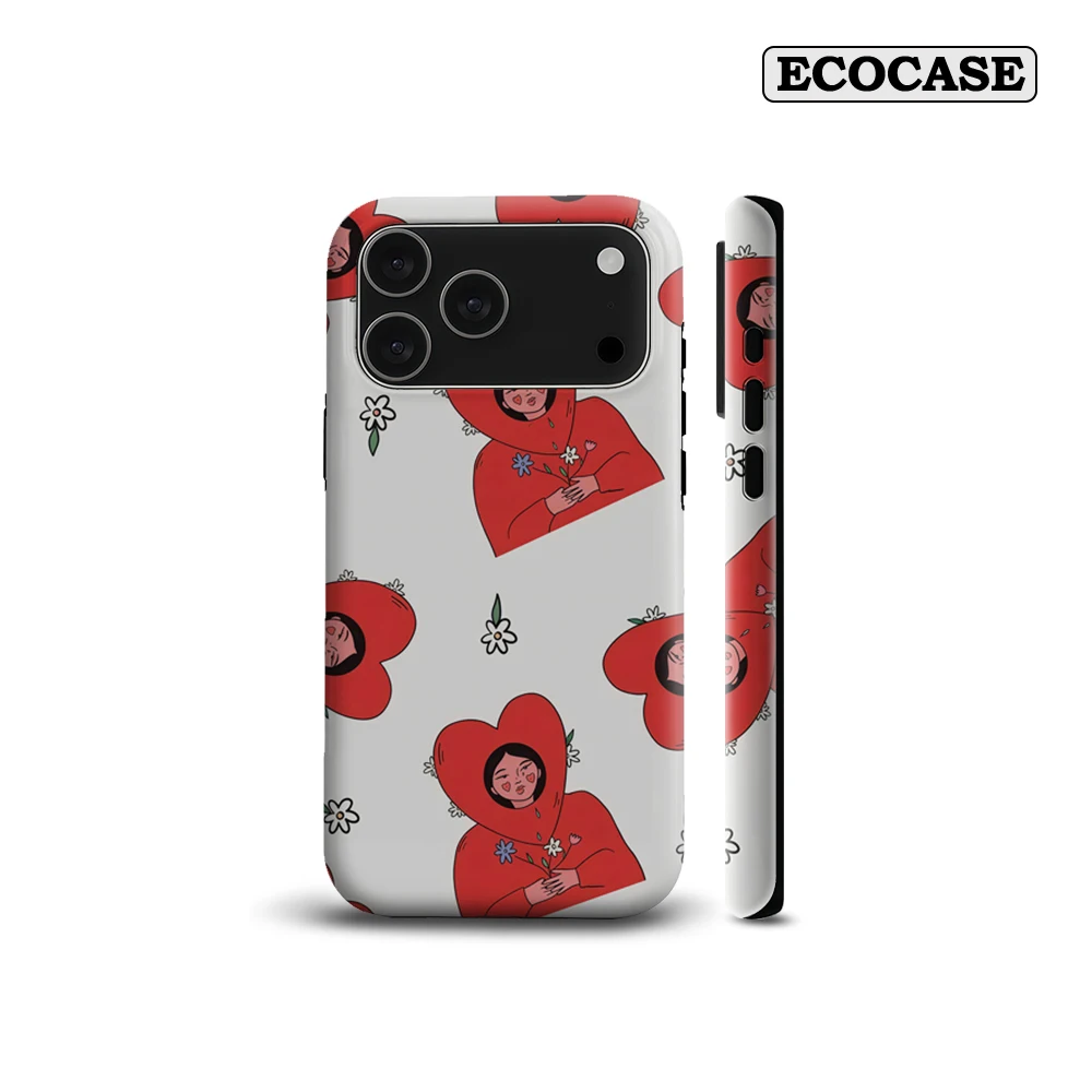 

Red Heart Hooded Girl & FloralFor Magnetic Phone Case for IPhone 17 16 15 14 13 Pro Max Plus Single Double-layer Tough Case