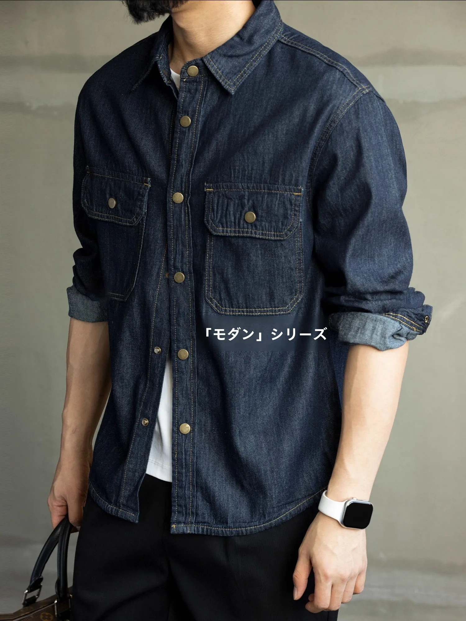 

Мужская джинсовая рубашка свободного кроя с длинным рукавом, из чистого хлопка, винтажная, с эффектом потертости, осенняя, повседневная, с классическим воротником, с множеством карманов