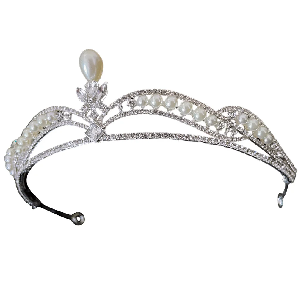 Pearl Rhinestone Crown Headpiece Lightweight Bridal Crown Headband Wedding Prom Stage Hair Accessories for Women