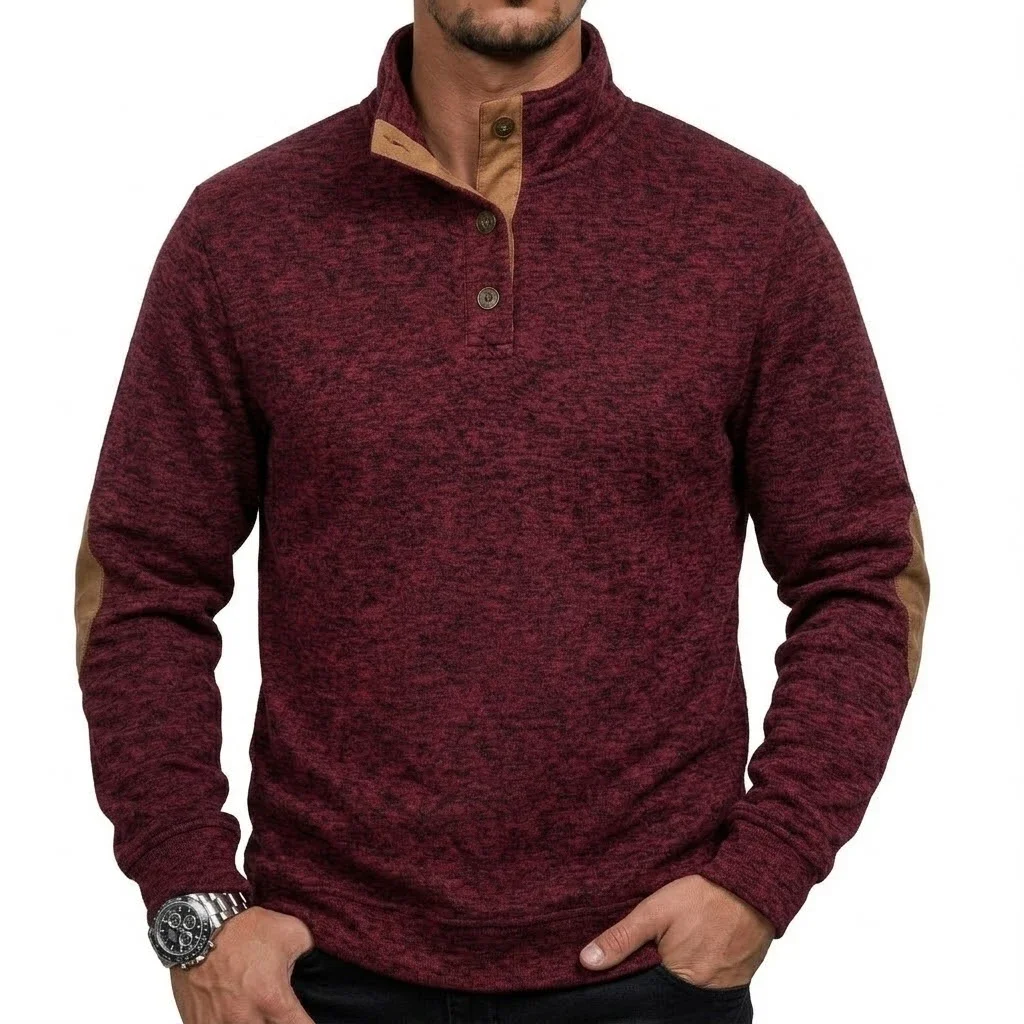 Mens Button Stand Neck Sweat Top Long Sleeve Thermal Jumper Hooded Sweatshirt Fall Mock Neck Outer Garment Athletic Apparel