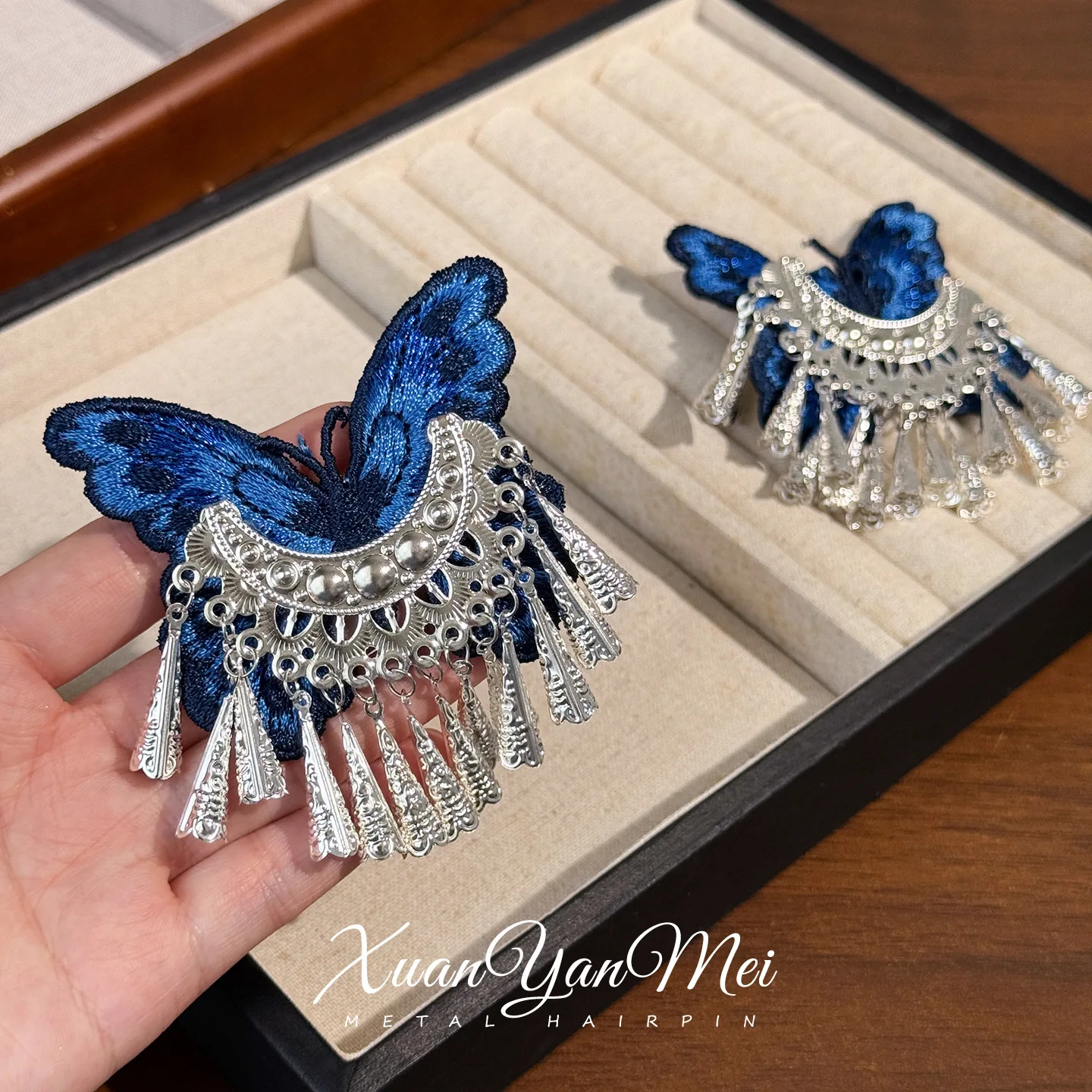 1 Paar Vintage-Haarspangen, trendige handgefertigte Haarnadeln mit Blumenquasten, Hanfu-Kleid, exquisite Kopfbedeckungen, eleganter Schmuck, Haar-Accessoires – Detail 3