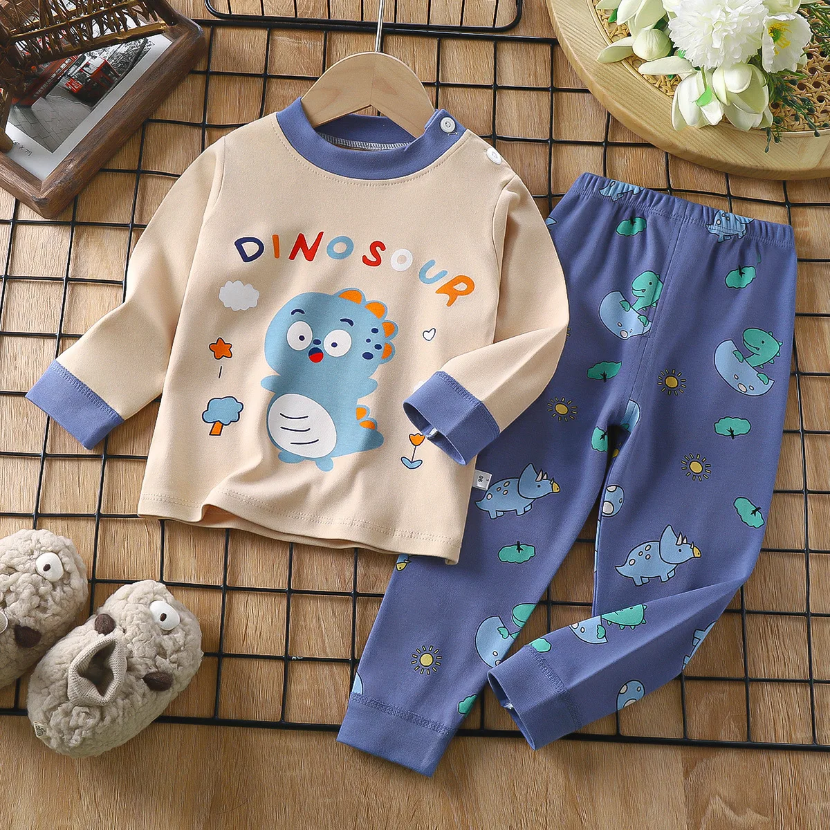 Girls Pajamas Sets Baby 100% Cotton Full Sleeve Sleepwear Children Animal Nightwear Kids Pijamas Boys Cartoon Pyjamas DS39