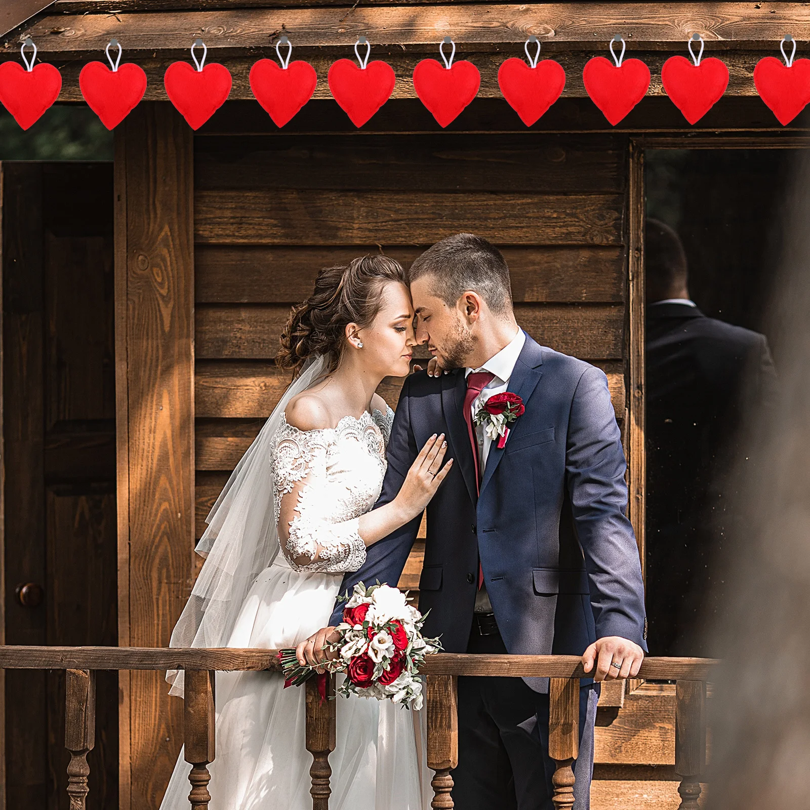 

20Pcs Heart-Shaped Felt Pendants Love Hanging Decorations Wedding Valentines Day Party Anniversary Home Wall Ornament