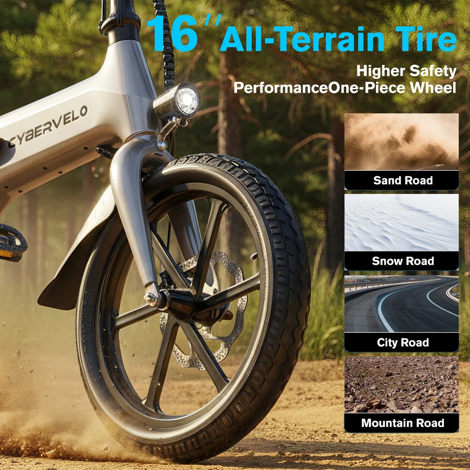 Cybervelo 500W Peak Motor City Ebike, 36V Foldable Ultra Light Weight Commuter for Adult, 20MPH 15Ah Internal Battery EK13 image 5