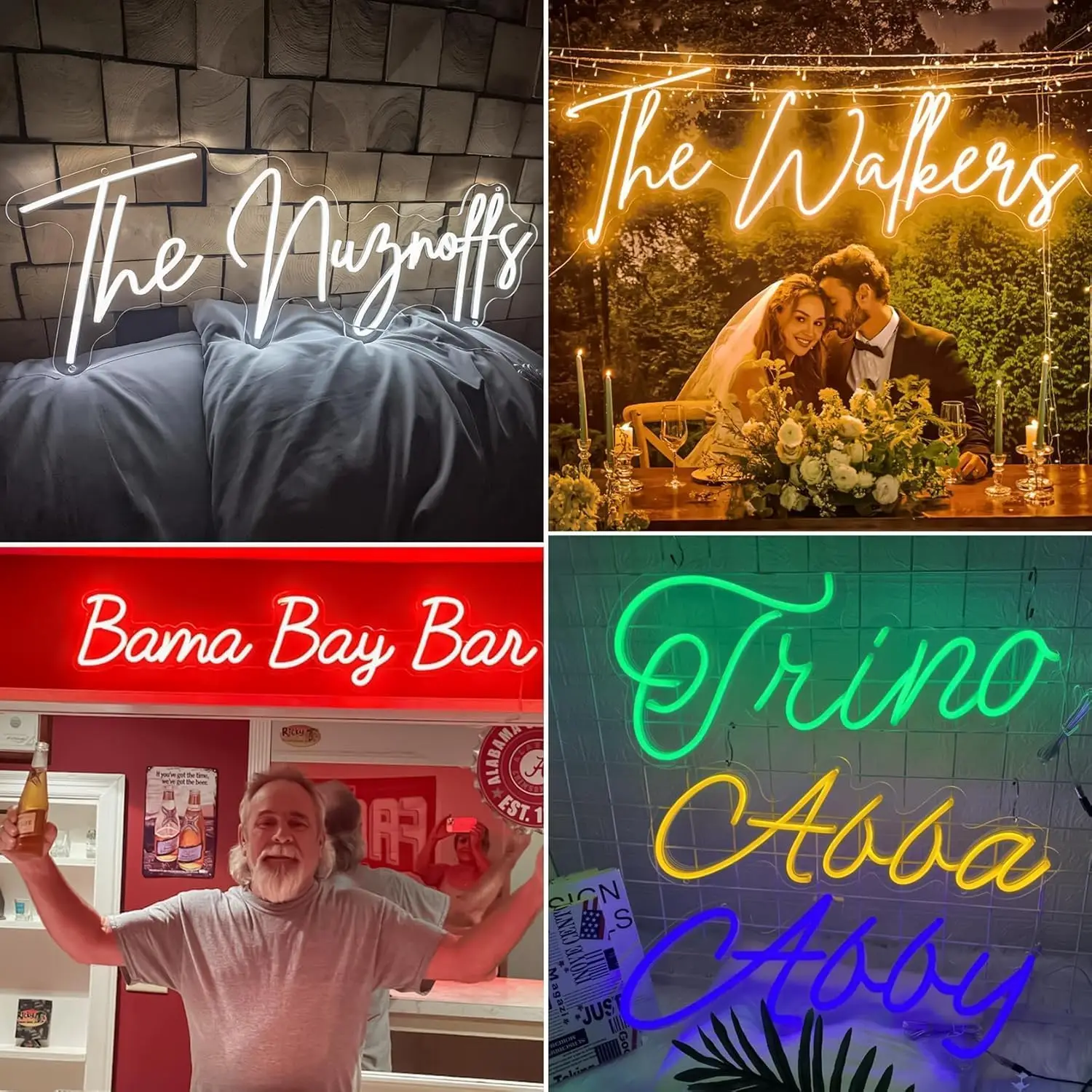 علامات النيون المخصصة كبيرة LED النيون علامات الحائط لتزيين غرفة الأسرة USB بالطاقة متعددة الخط الألوان خلفية الديكور الخفيفة #5