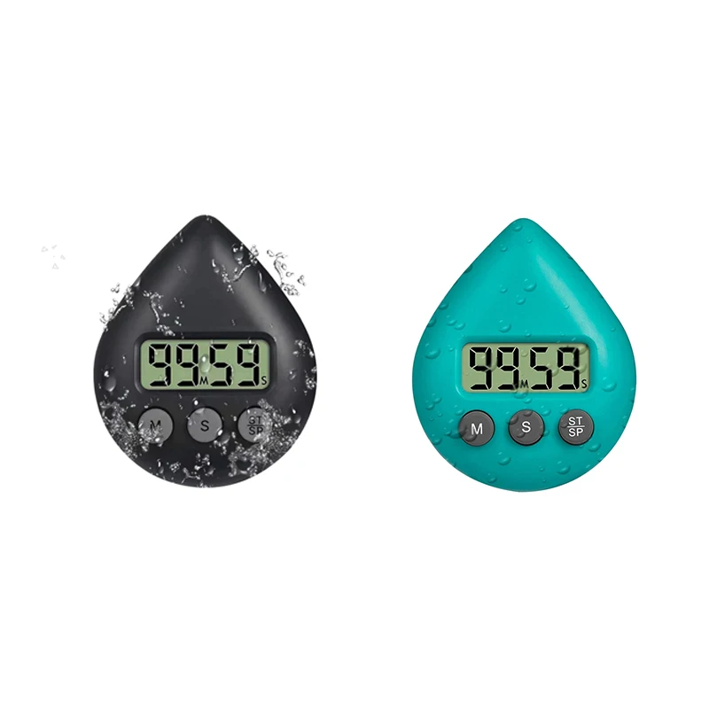 Silent Non-Ticking Battery Operated Shower Timer, Waterproof Digital Timer, Small Size Cute Timer Green Durable Easy Install