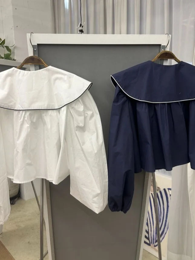 

Spring 2025 Women's Loose Long Sve Collar irt Design Sensation Small ence Doll Collar Top Faionable Casual Wear