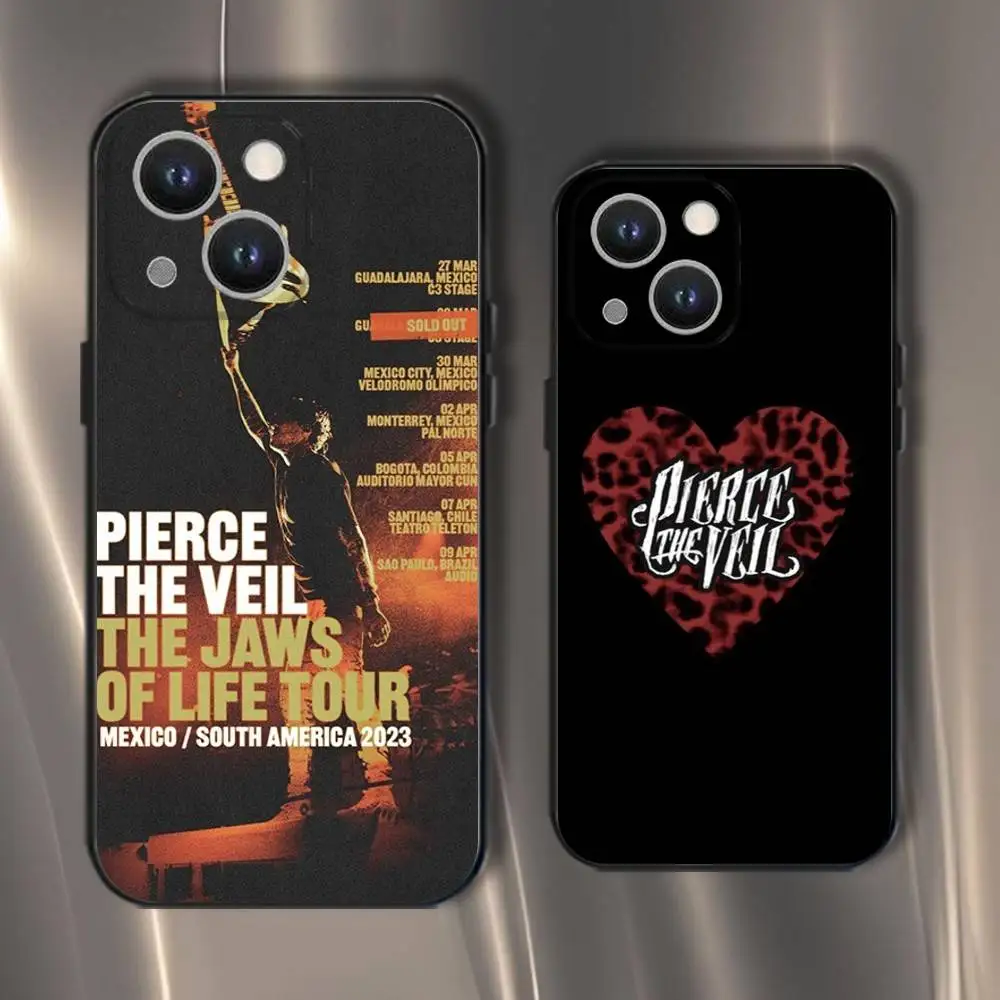 

P-Pierce The Veil Band Phone Case For iPhone 16,15,14,13,12,11,Pro,XS,Max,XR,Plus,E,SE4,Mini Black Soft Cover