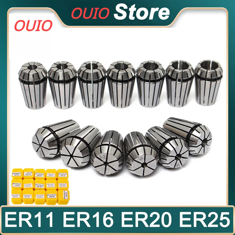 

OUIO ER11 ER16 ER20 ER25 Collet Chuck Set 1-16mm Spring Collet For CNC Machining Center Engraving Machine Lathe Tool Collect