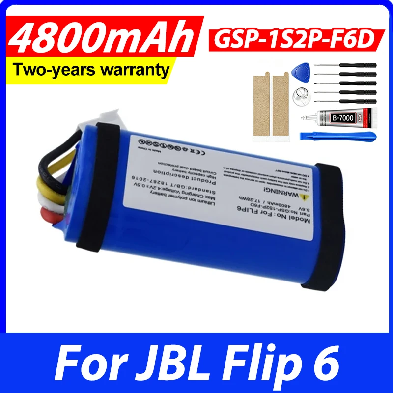 4800mAh Battery For JBL Flip 6 Flip6 GSP-1S2P-F6D Wireless Bluetooth Speaker batteria Replacement