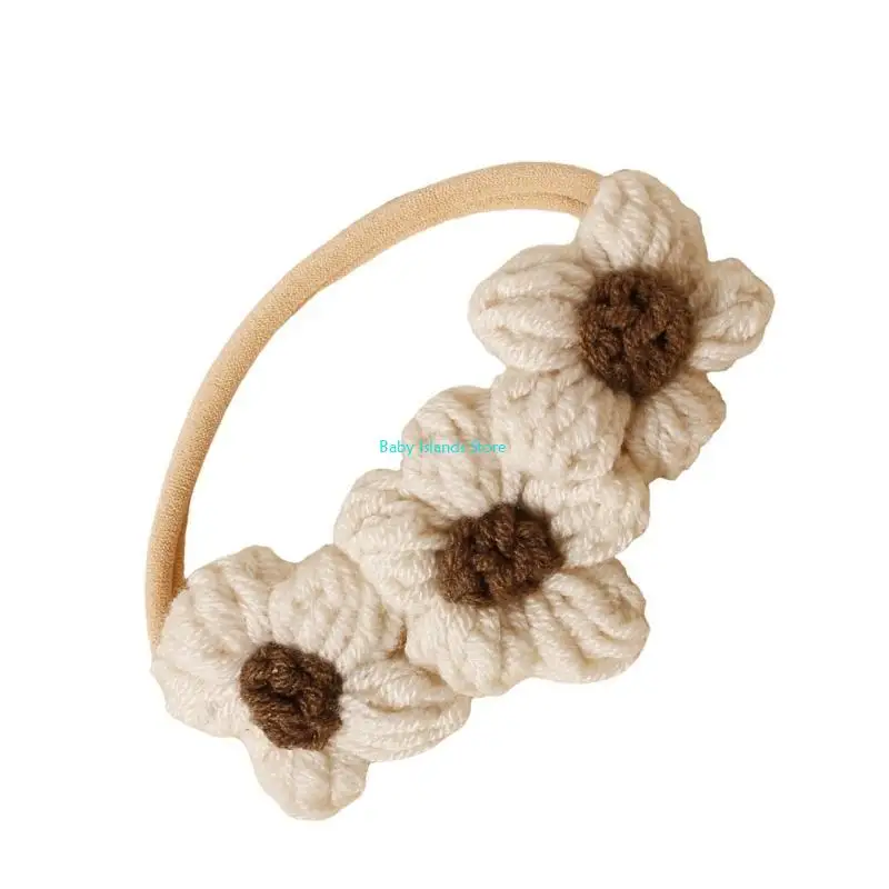 K92d elegante floral bebê bandana macio tricô recém-nascidos hairband flor cocar