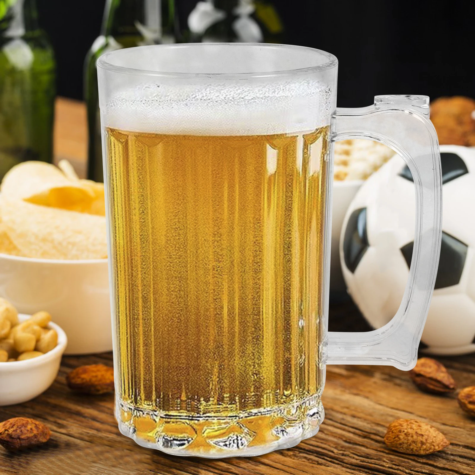 

390Ml Large Capacity Beer Mug Cup Acrylic Plastic Drinking Jar With Handle For Home Bar Restaurant Party Wedding Banquet Kitchen