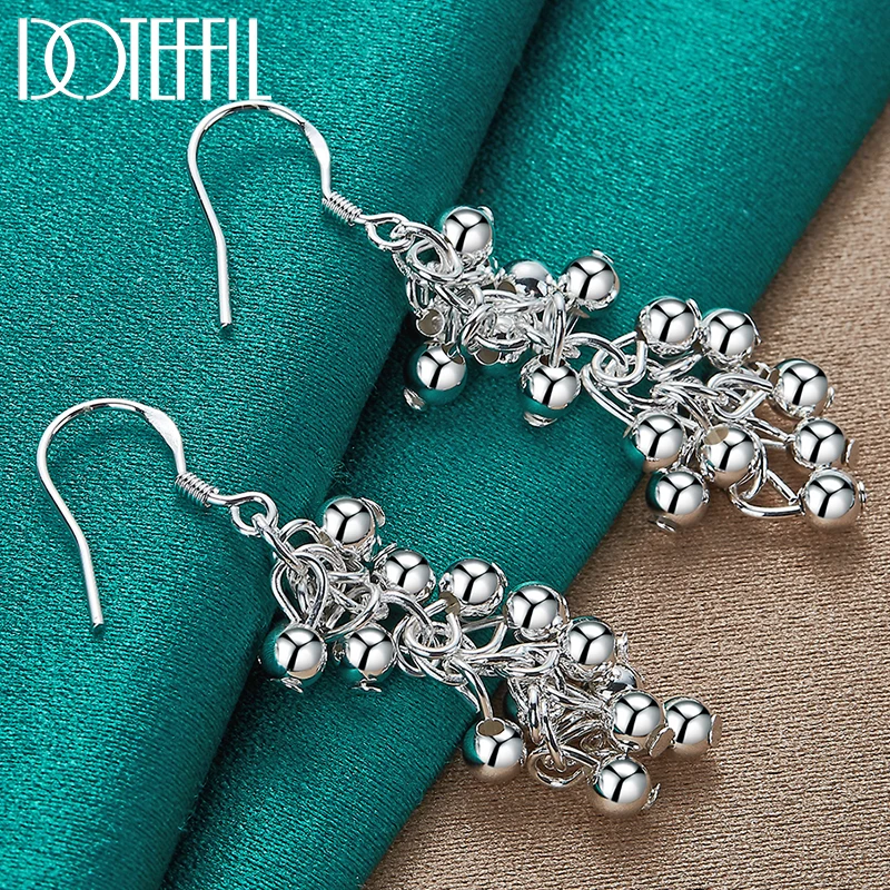 Pendientes DOTEFFIL de Plata de Ley 925 con cuentas de uva lisas, pendientes de moda para mujer, pendientes con dijes, joyería de boda