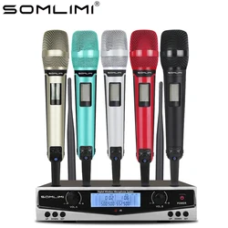 SOMLIMI 500-599MHz UHF SKM9100/SKM9000 Stage Performance Home KTV Professional Dual Wireless Microphone Dynamic Material Metal