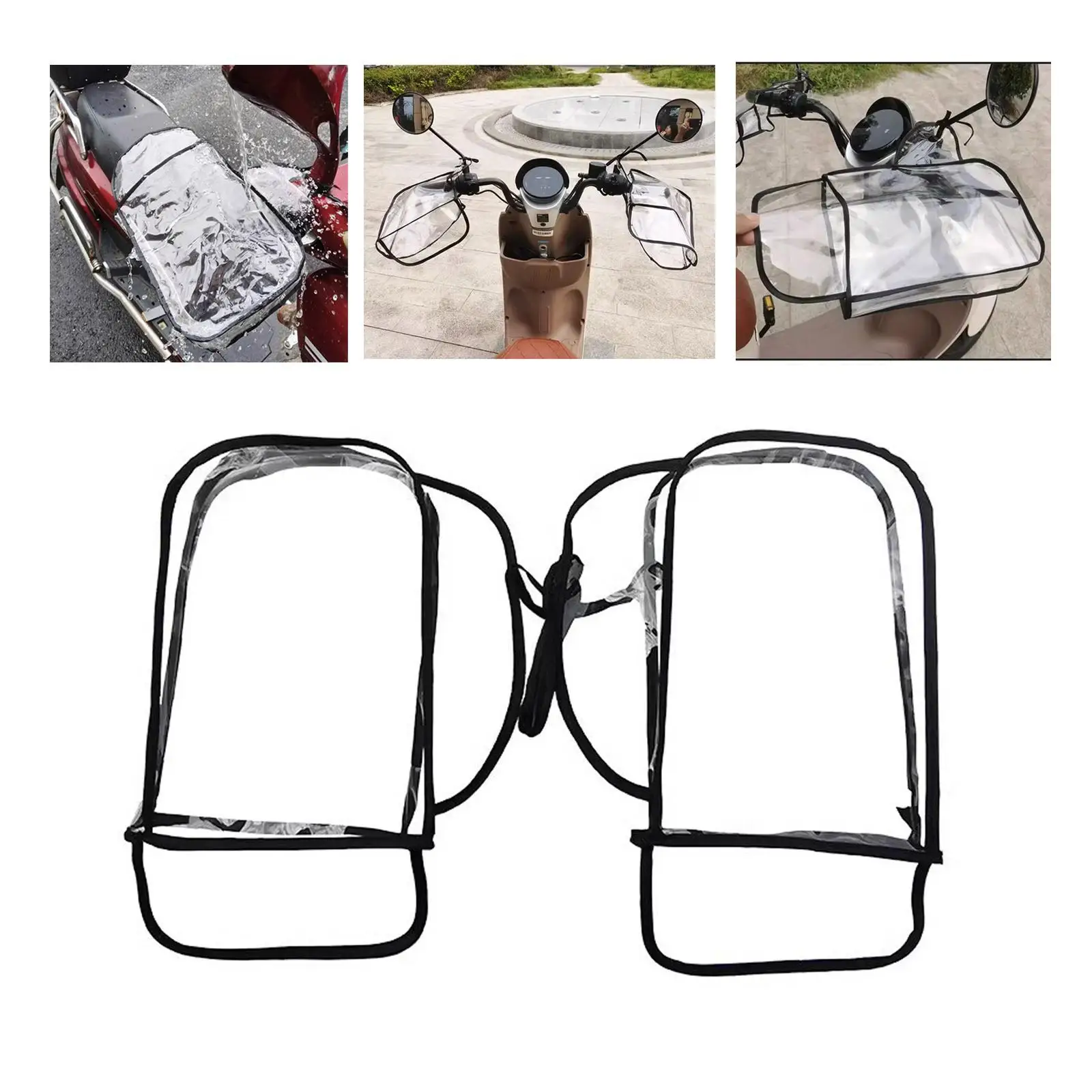Motorcycle Scooter Handlebar Covers Transparent PVC Bicycle Handlebars Gloves Dustproof Waterproof Windproof Breathable Foldable