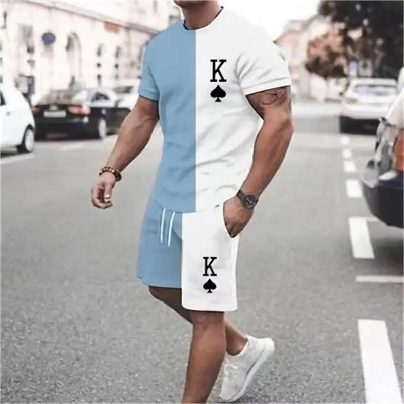 2025 Fashion Summer Daily Leisure Sports Street Round Neck Short Sleeved T-shirt Shorts Set Personalized 3D Printed Men's