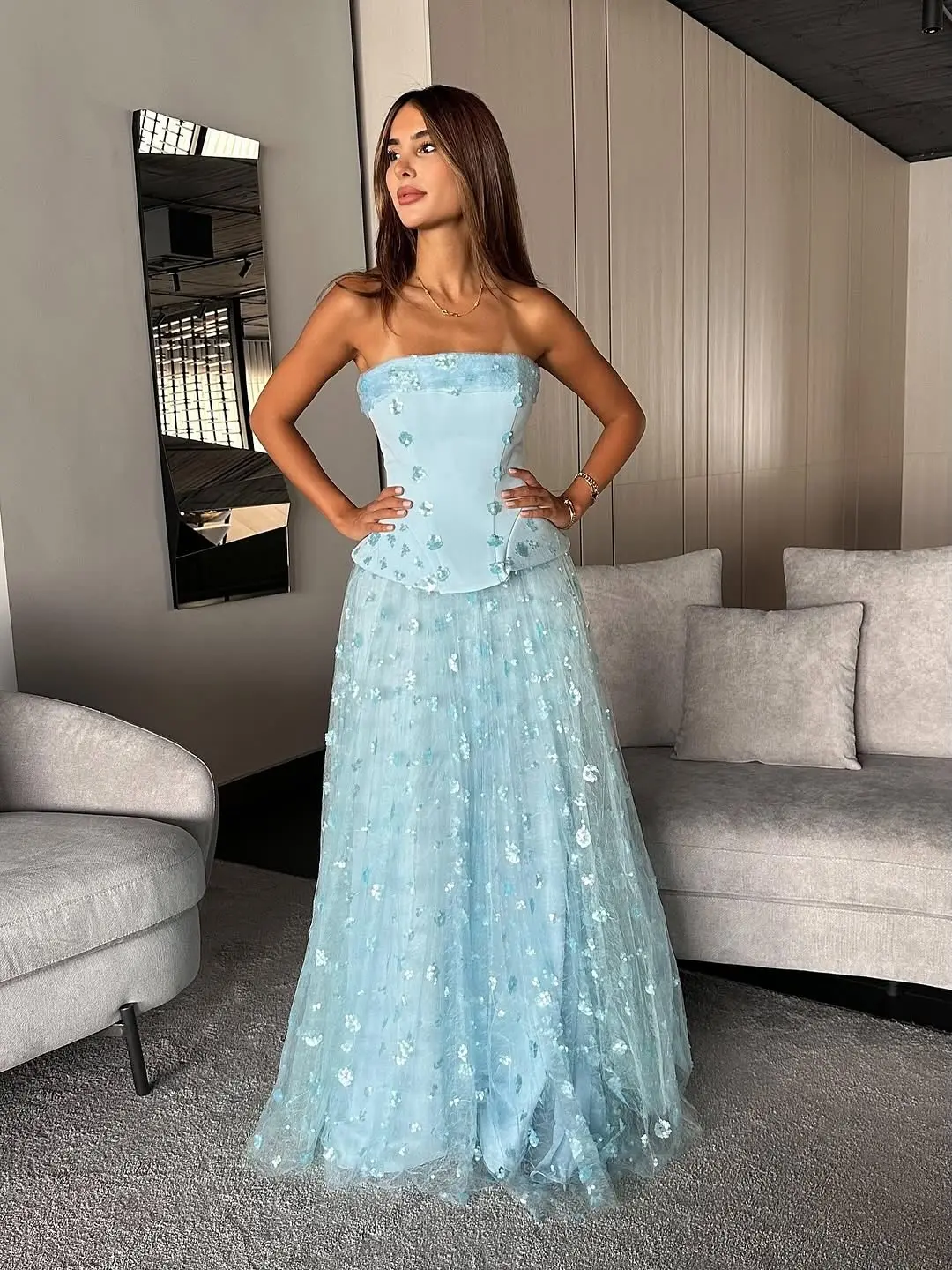 Vestido de noche elegante sin mangas, corte en A, personalizado, delicado, moderno, a medida, para ocasiones, vestidos de moda para celebridades