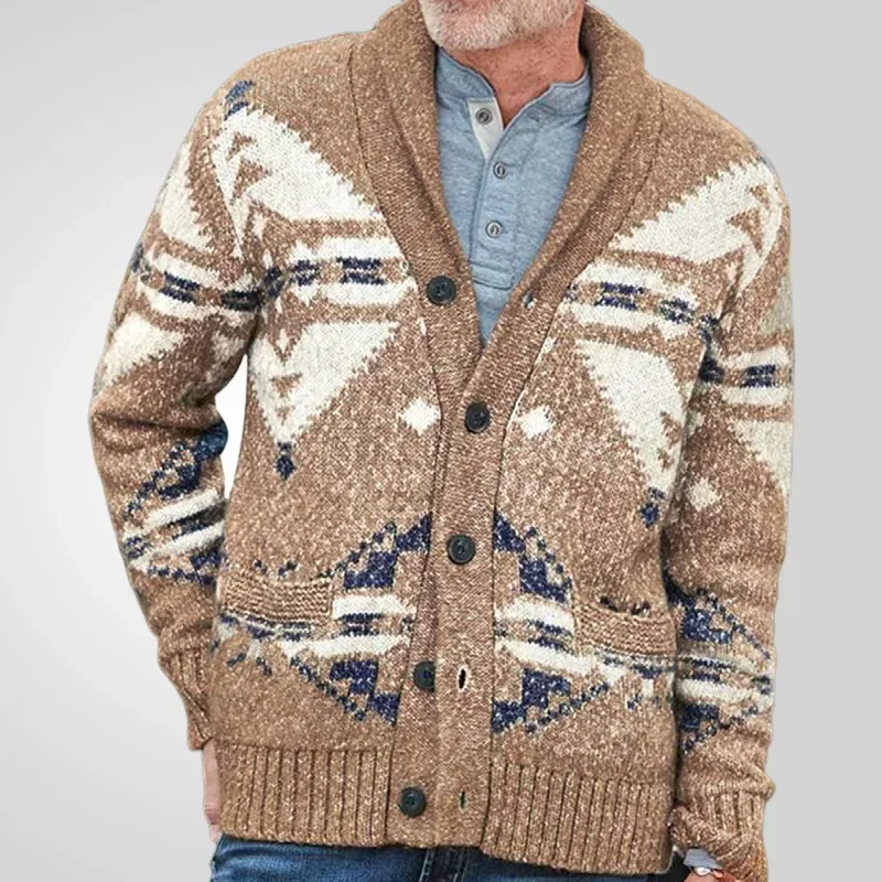 

Men New Cardigan Sweaters Knitted Coat Casual Open Stitch Turn Down Collar Full Sleeve Single Breasted Print Coats Autumn Winter