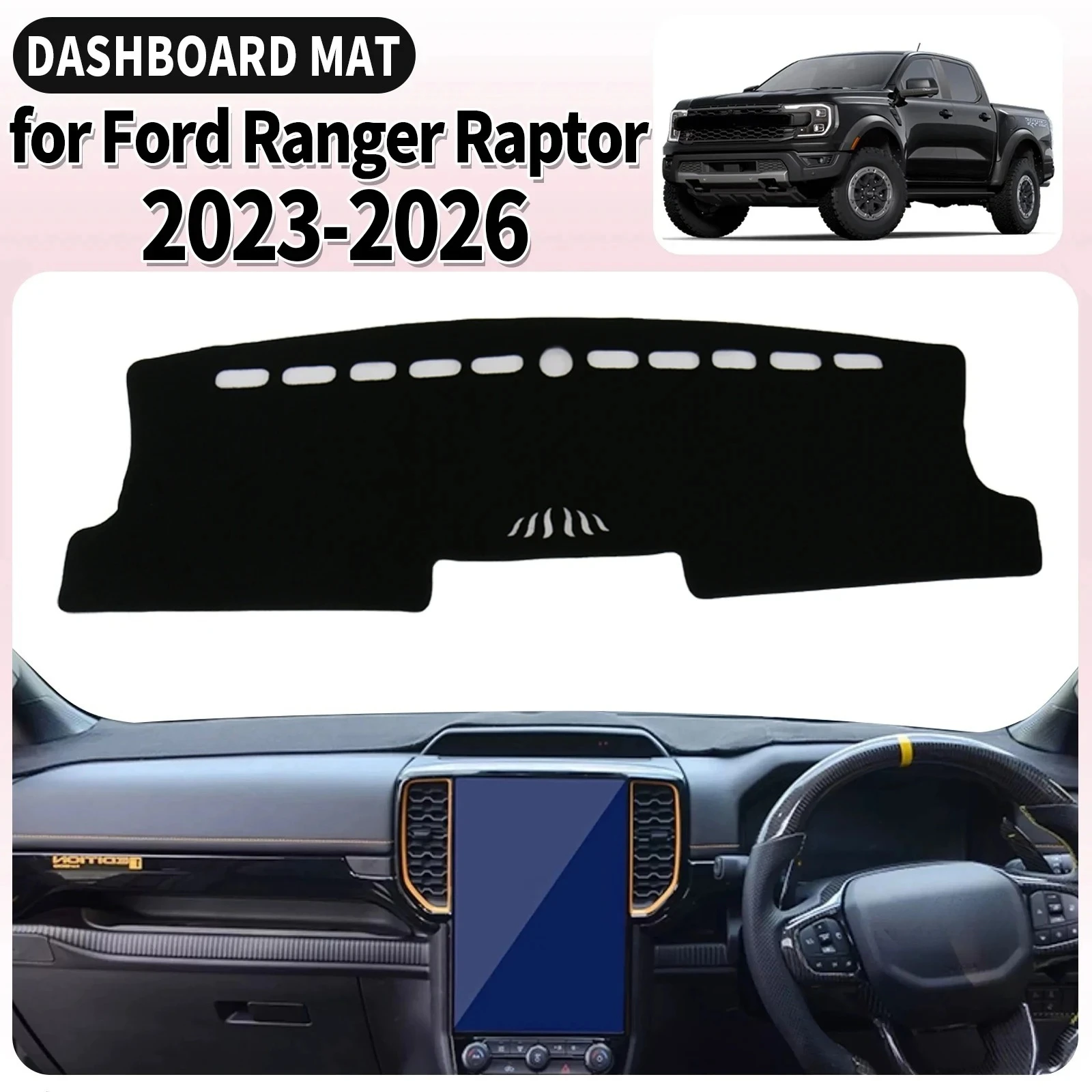 

Подходит для Ford Ranger Raptor 2023 2024 2025 2026, автомобильный коврик для приборной панели, аксессуары, солнцезащитный коврик для приборной панели, защитный ковер