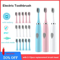 Electric Toothbrush IPX7 Waterproof Sonic Toothbrush DuPont Soft Bristles Adult Large Button Vibration Intelligent Toothbrush