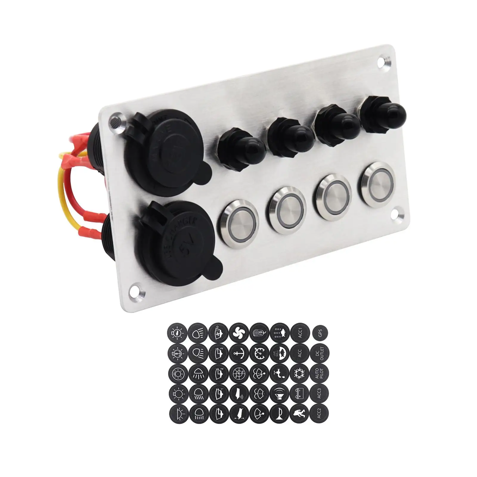 Universal 4 Ways Rocker Switch Panel Accessory Double USB for Rvs