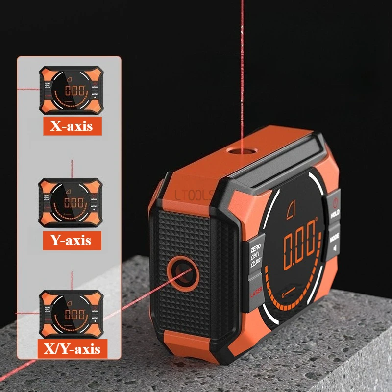 XY Directions Laser Digital Inclinometer 0-180 Degree Electronic Protractor Industrial Grade Magnetic LCD Display Angle Gauge