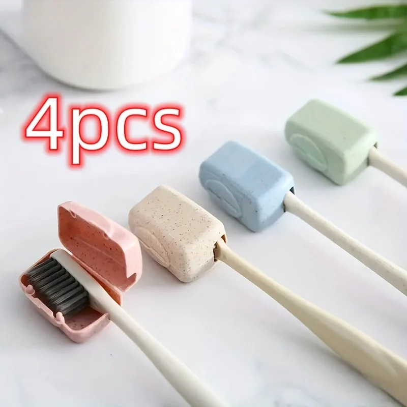 4pcs toothbrush head cover, travel portable toothbrush box, toothbrush protective cover, toothbrush box