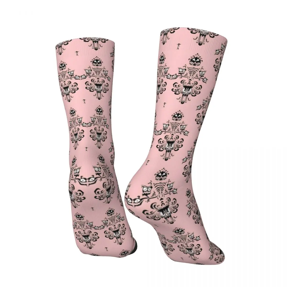 Crazy compression Haunted Mansion Wallpaper Millennial Pink Sock for Men Harajuku Seamless Pattern Crew Sock Casual