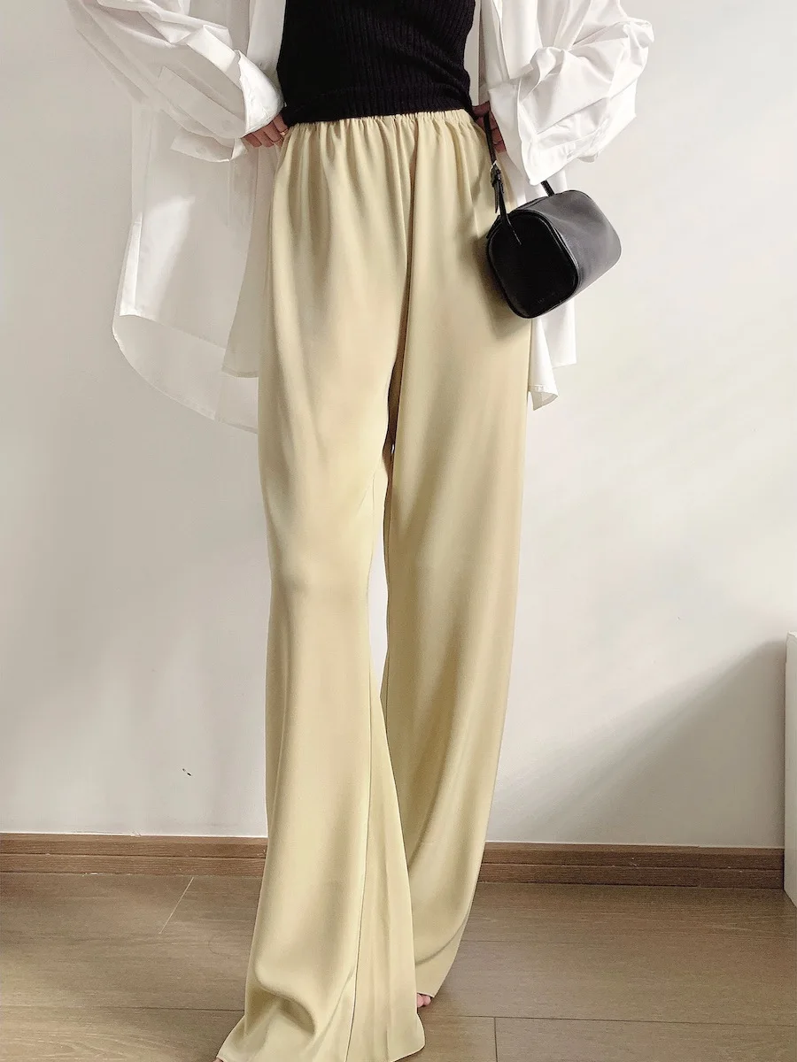 

White Wide Leg Pants Women's High Waist Drapey Summer Thin Casual Loose Airy Pants Korean Sle Straight Tube Trousers