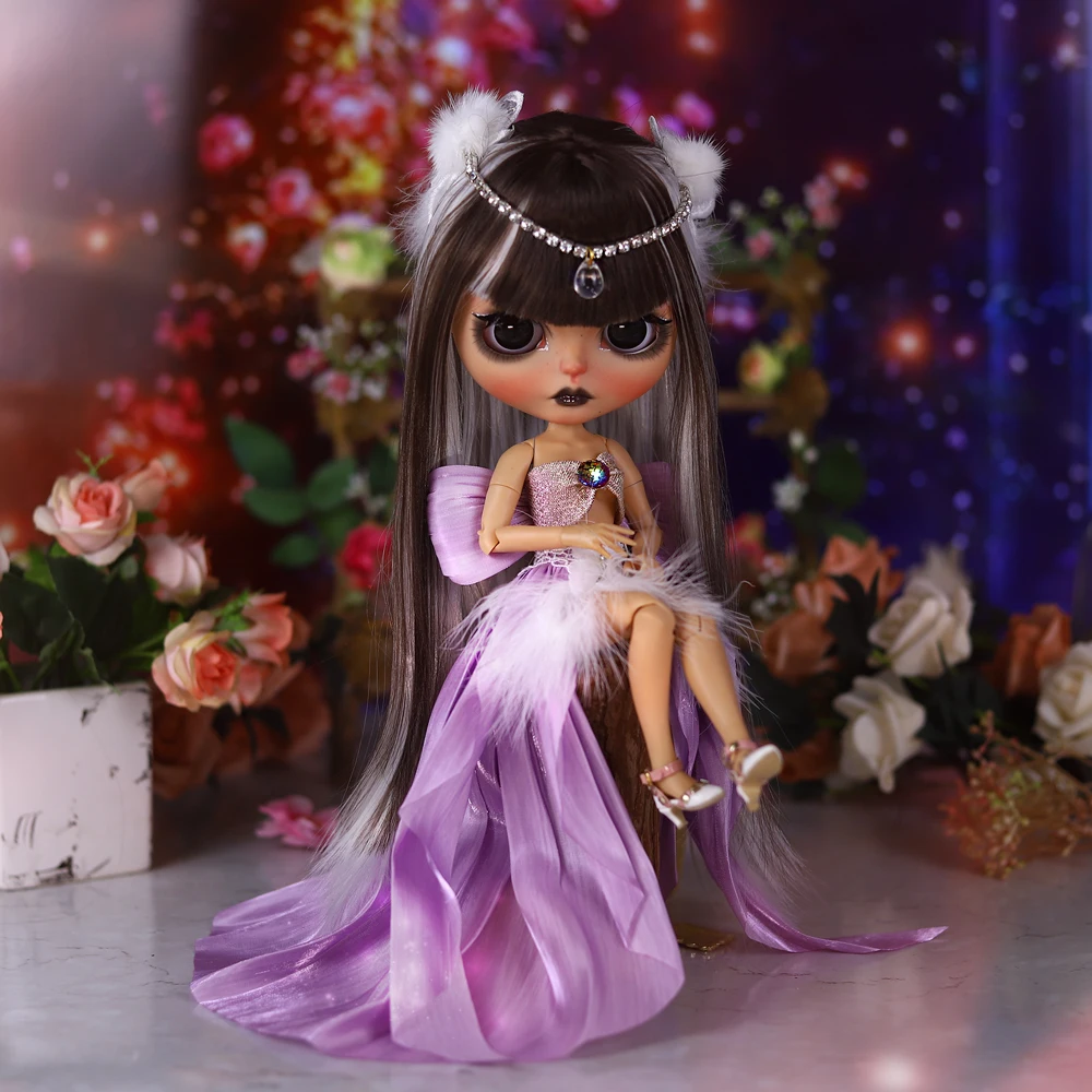 ICY DBS Blyth Doll 1/6 30cm Black Lips Matte Carbon Skin Face Various Styles Nude Dolls or Full Set Dolls Suitable for Gift Give